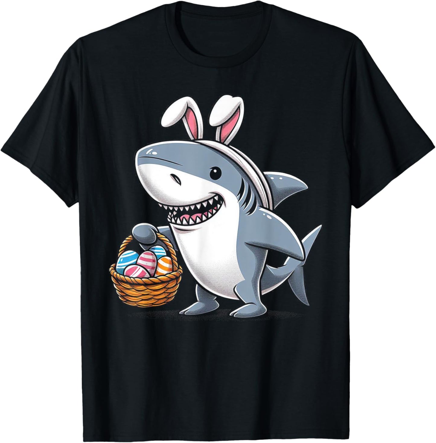 Shark Bunny Easter Egg Easter Day Shark Lover T-Shirt - T-Shirt | Black