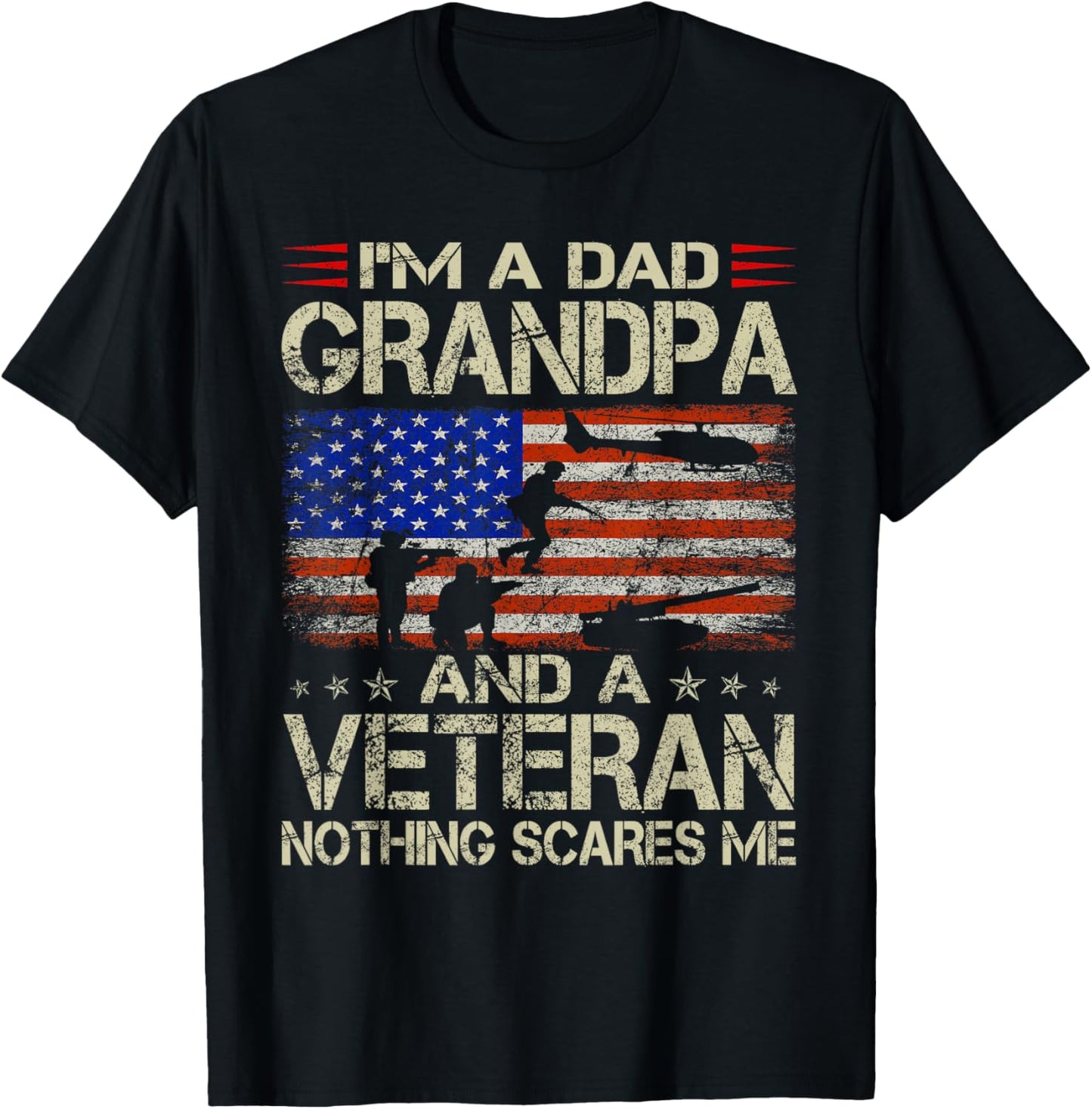 I'm A Dad Grandpa and Veteran Funny Retro Papa Grandpa Gifts T-Shirt - T-Shirt | Black