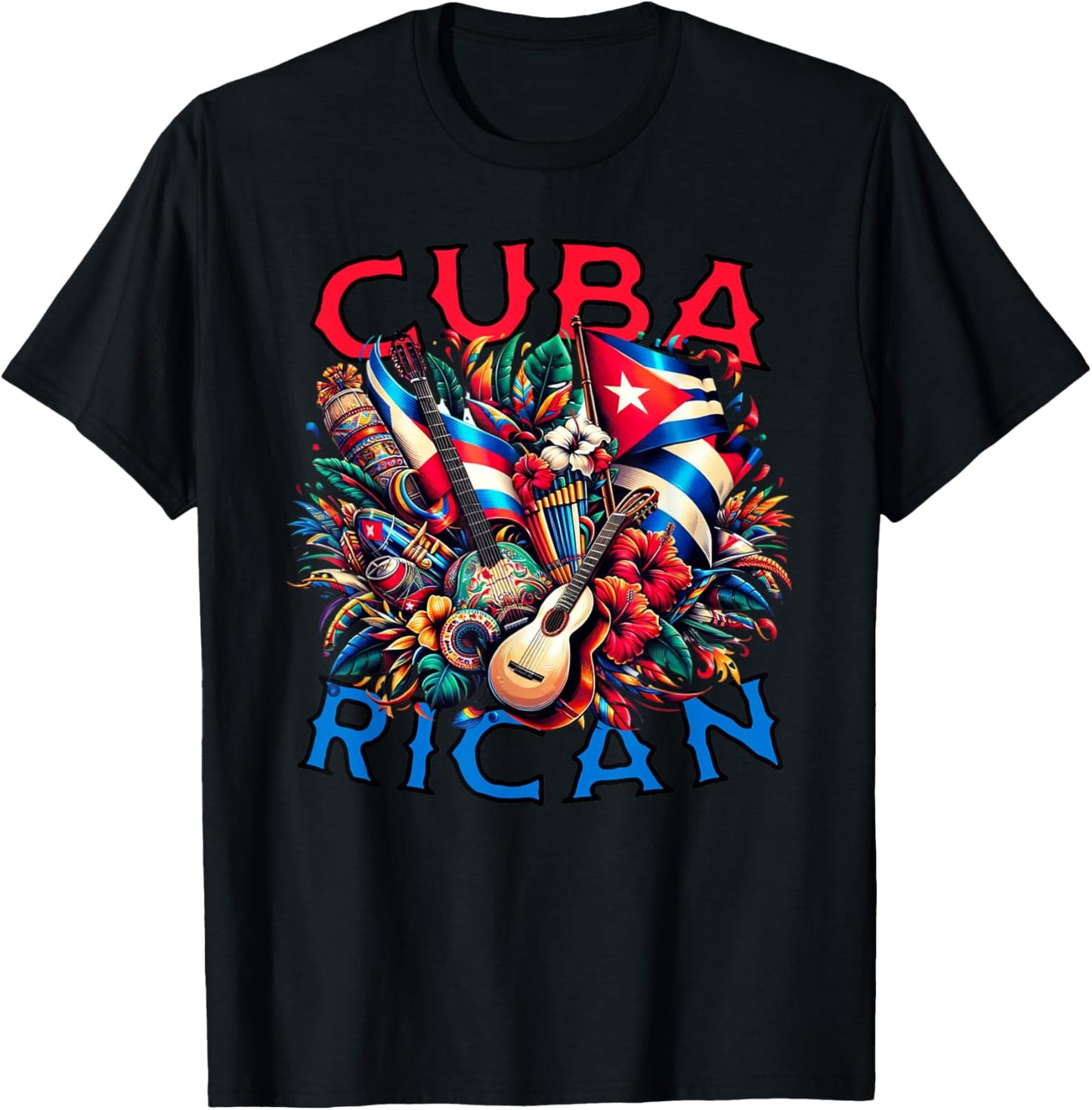 Cuba-Rican Cuban & Puerto Rican Colorful Culture celebration T-Shirt - T-Shirt | Black