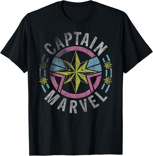 Captain Marvel '90s Style Logo T-Shirt - T-Shirt | Black