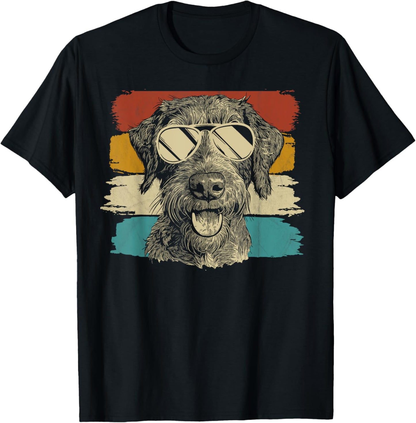 German Wirehaired Pointer with sunglasses retro T-Shirt - T-Shirt | Black