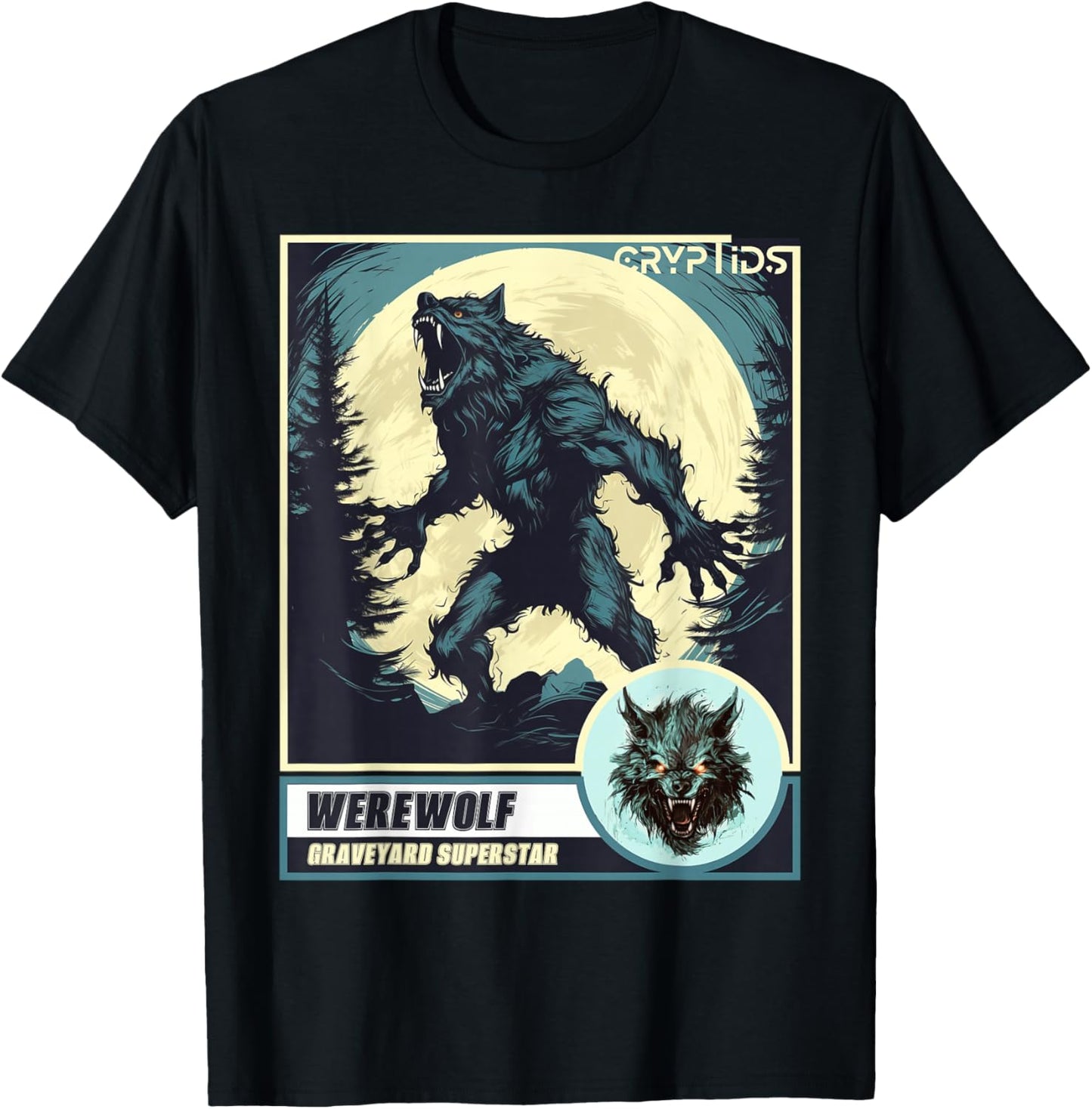 Scary Werewolf Howling at The Moon T-Shirt - T-Shirt | Black
