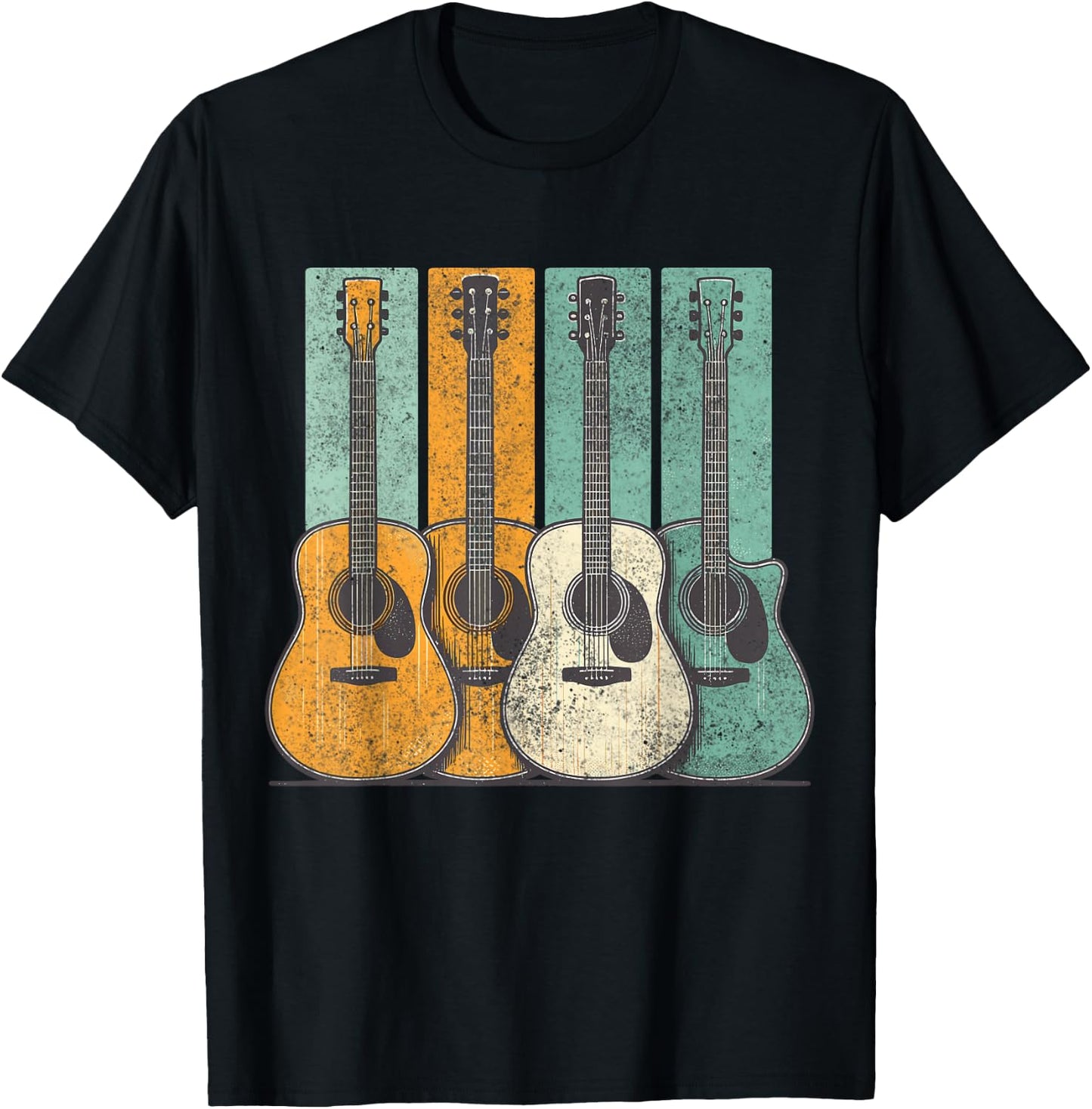 Acoustic Guitar Vintage Guitarist Music T-Shirt - T-Shirt | Black