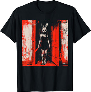 Horror Evil Bunny Slasher Girl Red Anime Goth Creepy Rabbit T-Shirt - T-Shirt | Black