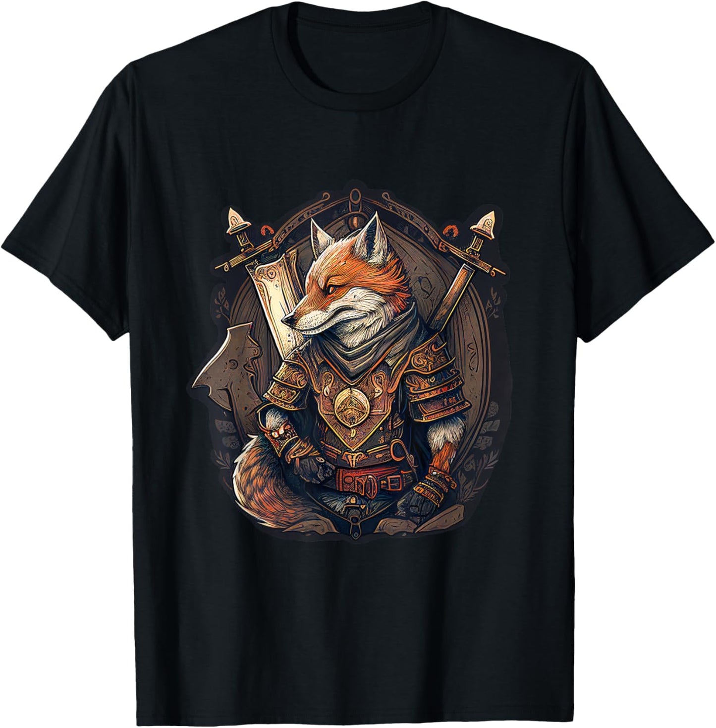 Medieval Anthropomorphic Fox Warrior Cute But Fierce T-Shirt - T-Shirt | Black