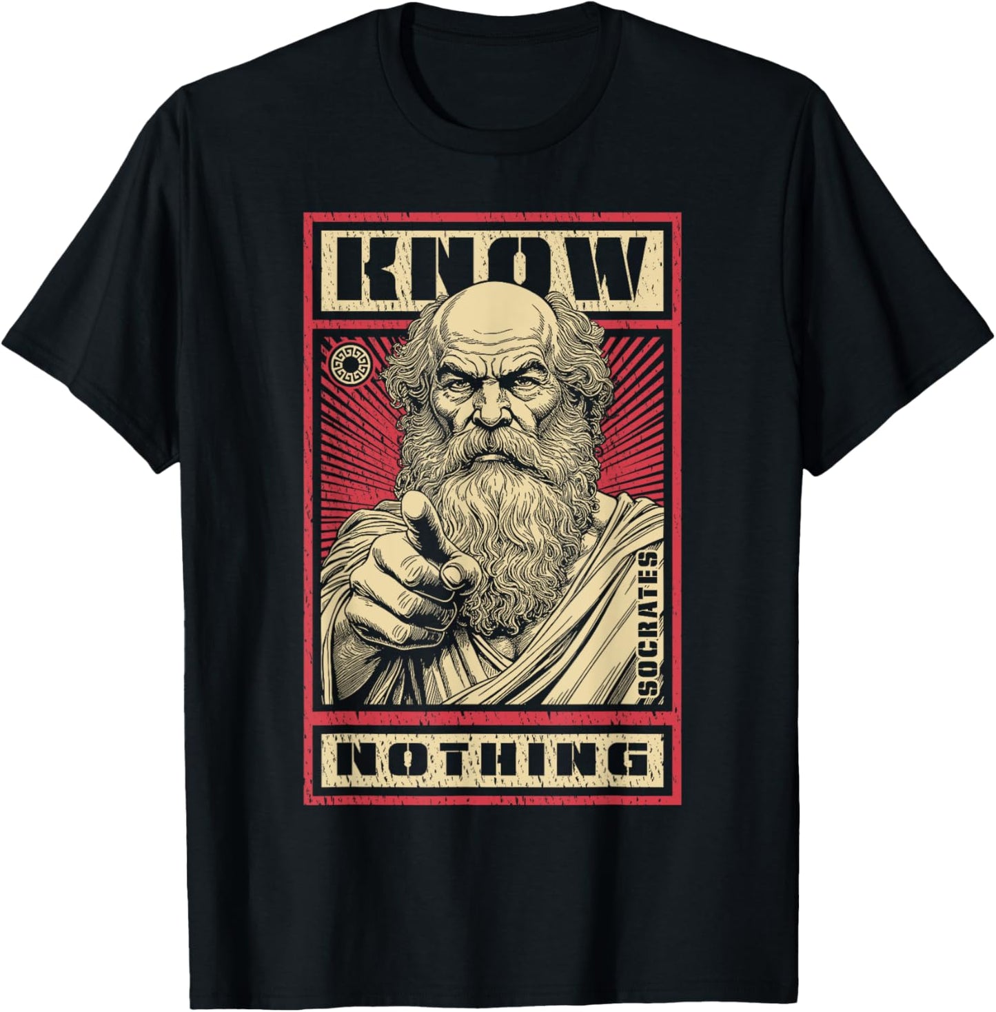 Socrates Funny Philosophy Know Nothing Propaganda Quote , Black, S T-Shirt - T-Shirt | Black