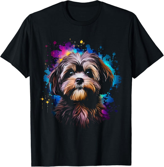 Shih Tzu Graphic Pet Illustration Dog Shih Tzu T-Shirt - T-Shirt | Black