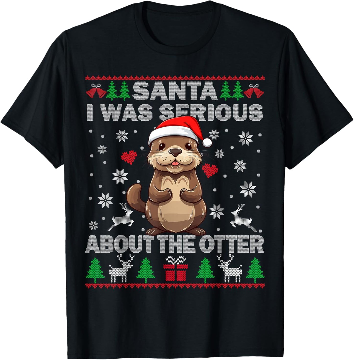 Santa I was Serious About The Otter Christmas Funny Kids Men T-Shirt - T-Shirt | Black