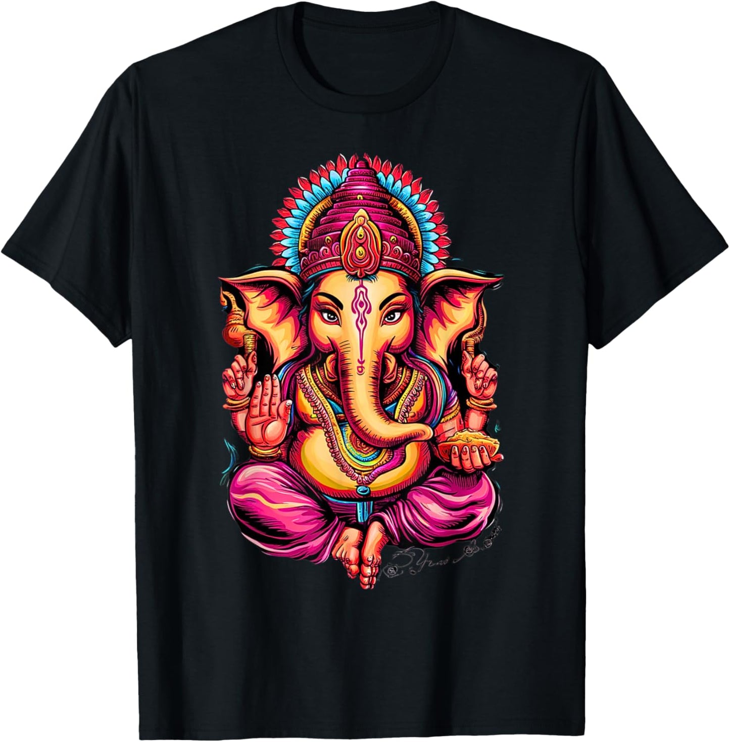 Hindu Ganesha Puja Elephant God India Meditation Yoga Murti T-Shirt - T-Shirt | Black