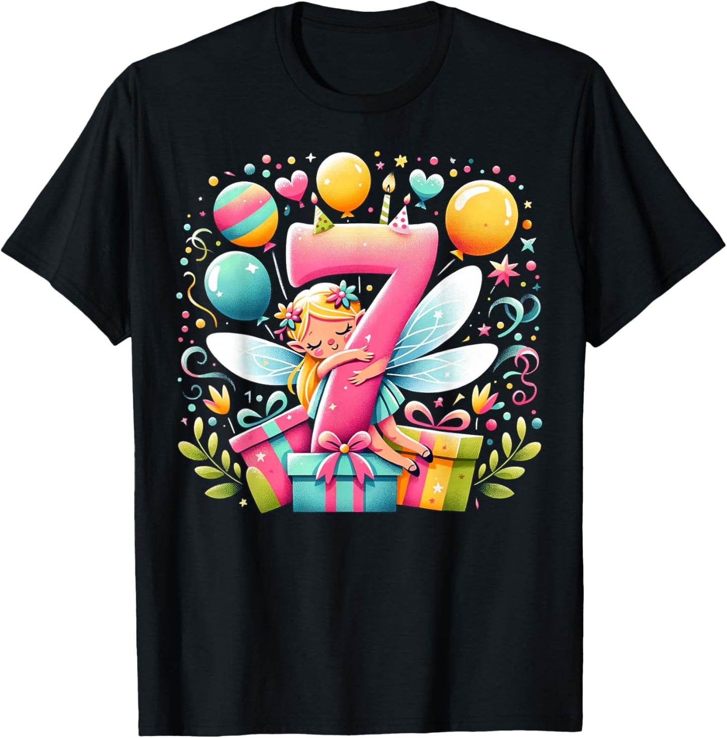 Kinderfeen-Thema 7. Geburtstag Party 7. Fee Geburtstag T-Shirt - T-Shirt | Black