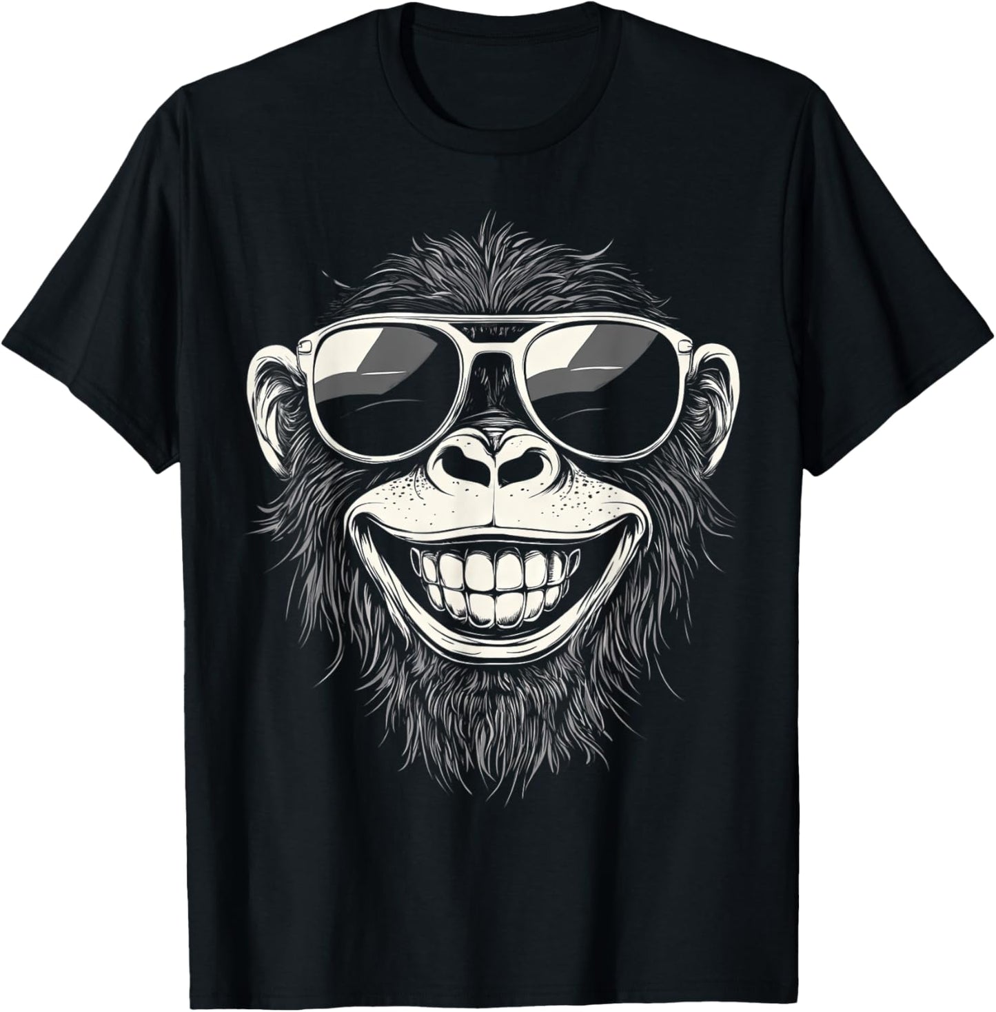 Funny Monkey with sunglasses cool Graffiti Urban art street T-Shirt - T-Shirt | Black