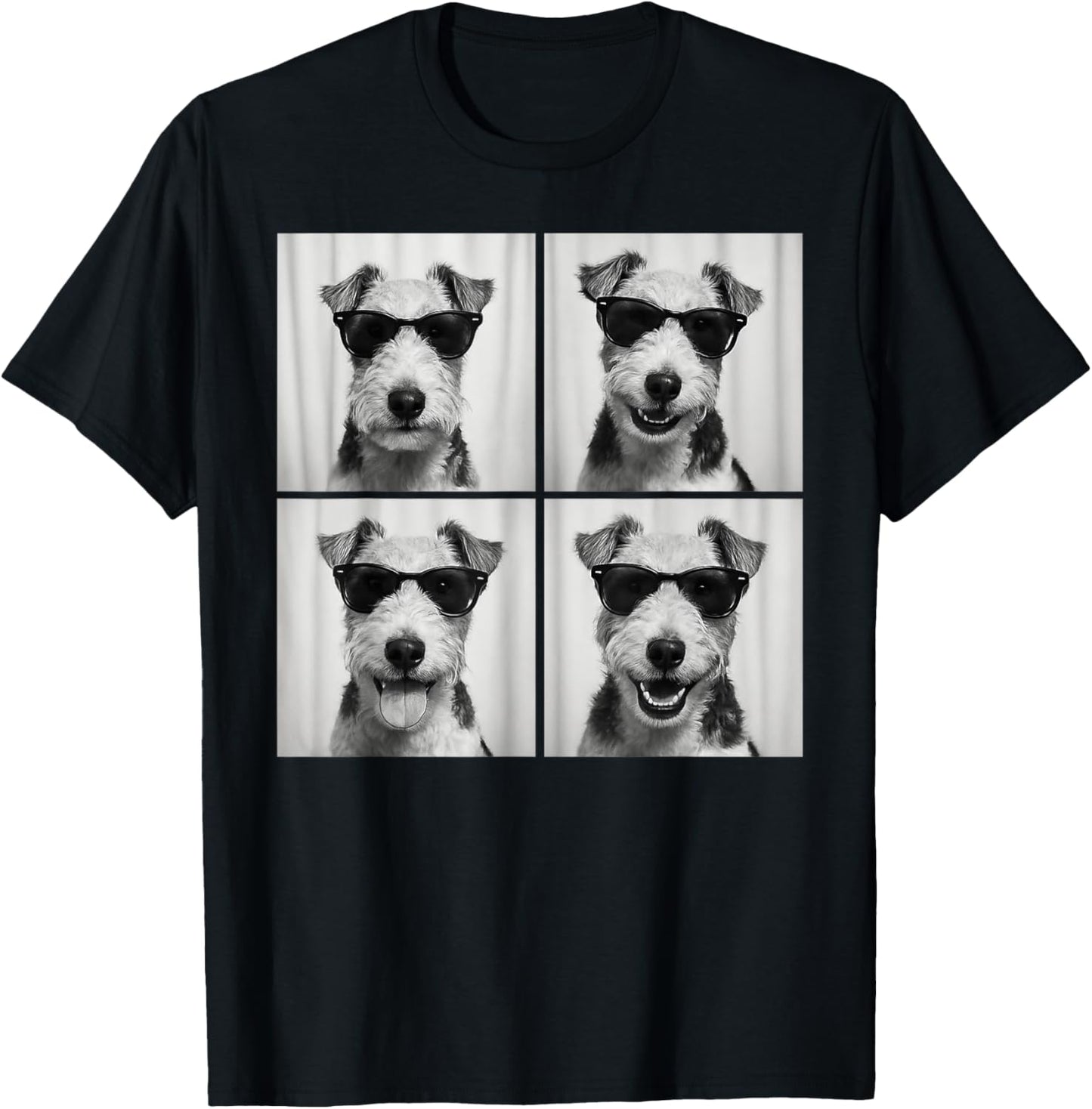 Funny Wire Hair Fox Terrier Lover Cute Dog Photo Booth T-Shirt - T-Shirt | Black