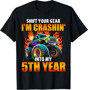 5th Monster Truck Birthday Party Birthday Boy Toddler T-Shirt - T-Shirt | Black