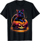Halloween Cat Funny Fall Pumpkin Cat Lover Cute T-Shirt - T-Shirt | Black