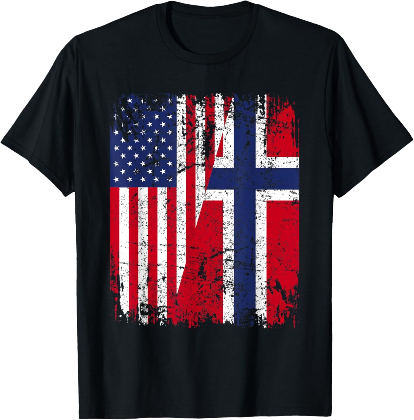 NORWEGIAN American Flag | Men Women Kids | NORWAY T-Shirt - T-Shirt | Black