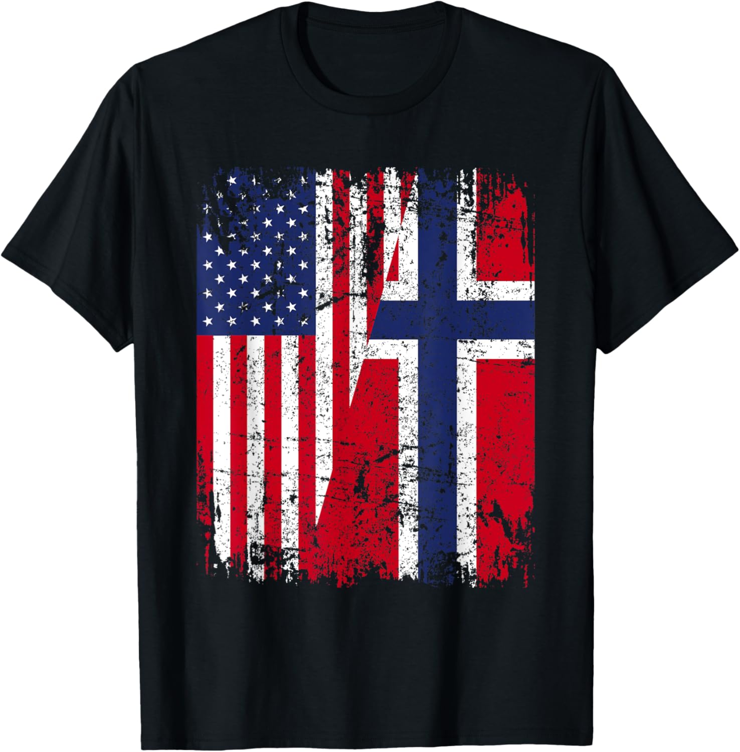 NORWEGIAN American Flag | Men Women Kids | NORWAY T-Shirt - T-Shirt | Black