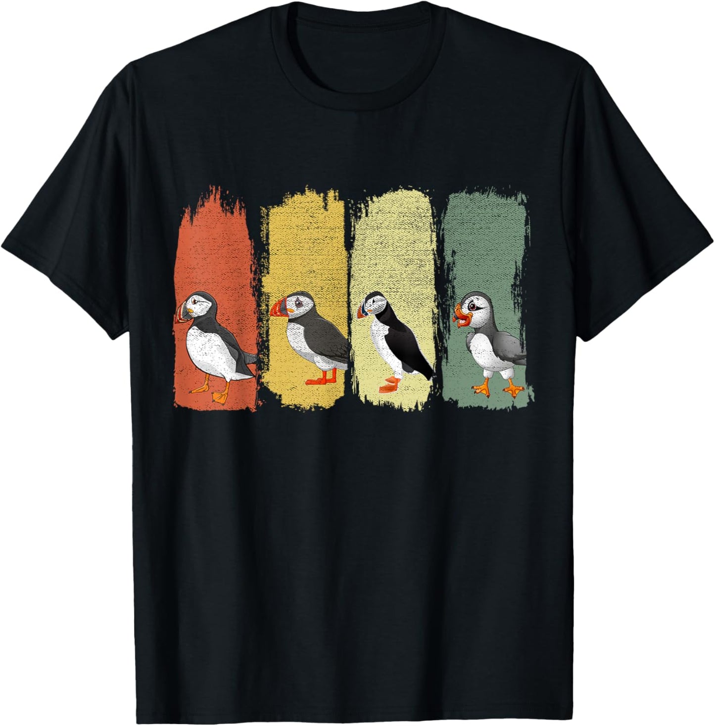 Retro Puffin Bird T-Shirt - T-Shirt | Black