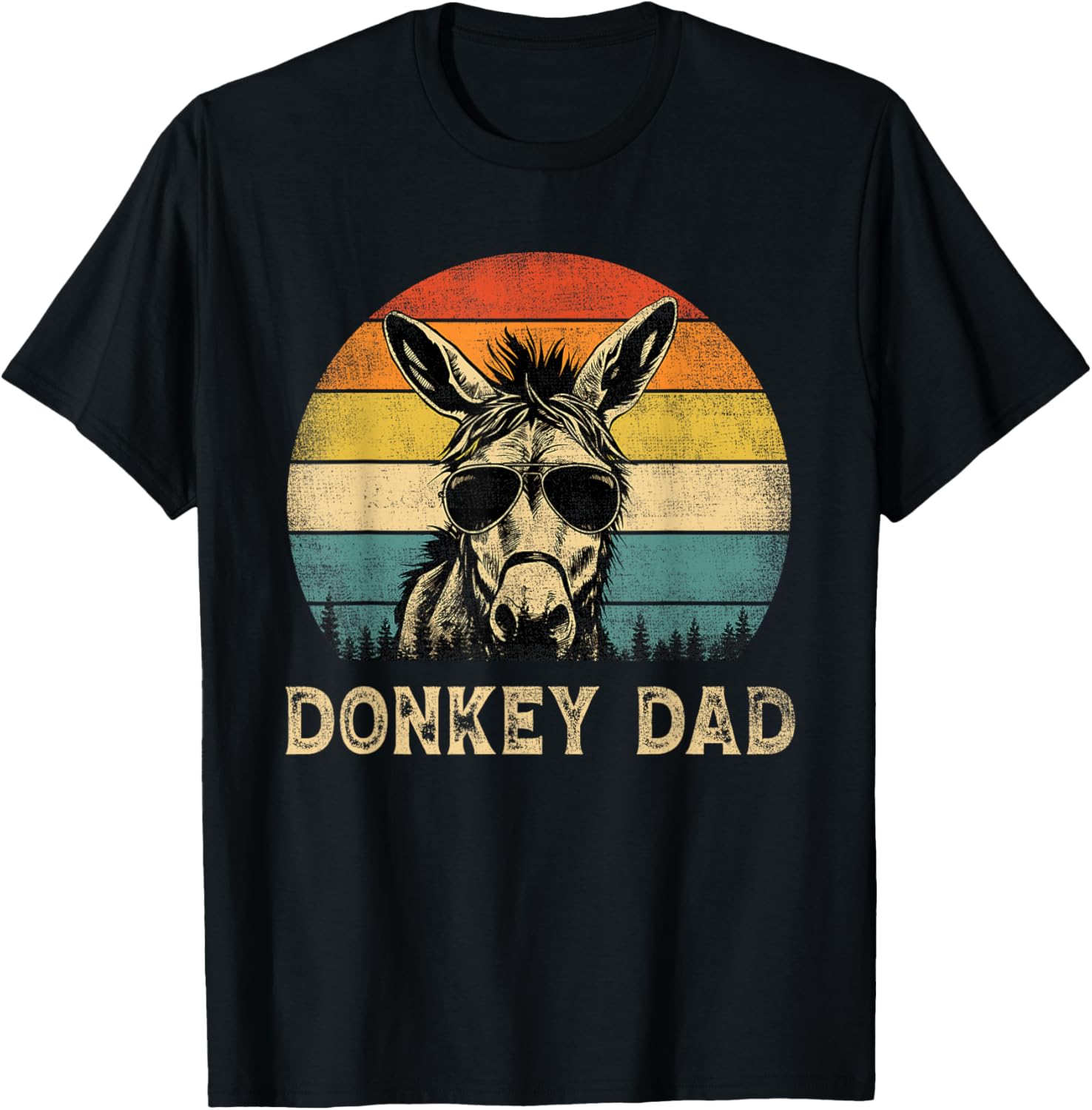 Vintage Donkey Dad Donkey Lovers Daddy Father's Day T-Shirt - T-Shirt | Black