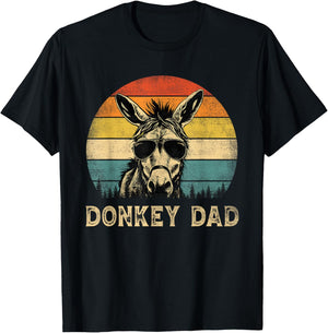 Vintage Donkey Dad Donkey Lovers Daddy Father's Day T-Shirt - T-Shirt | Black