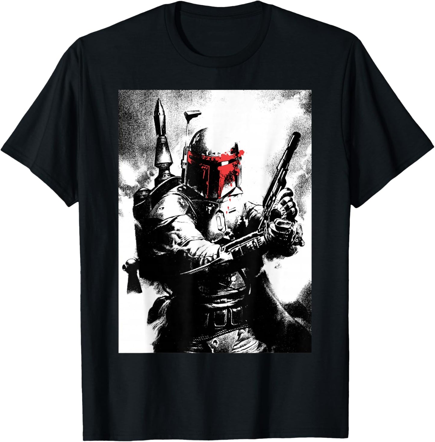 Star Wars Boba Fett Red Mask Portrait T-Shirt - T-Shirt | Black