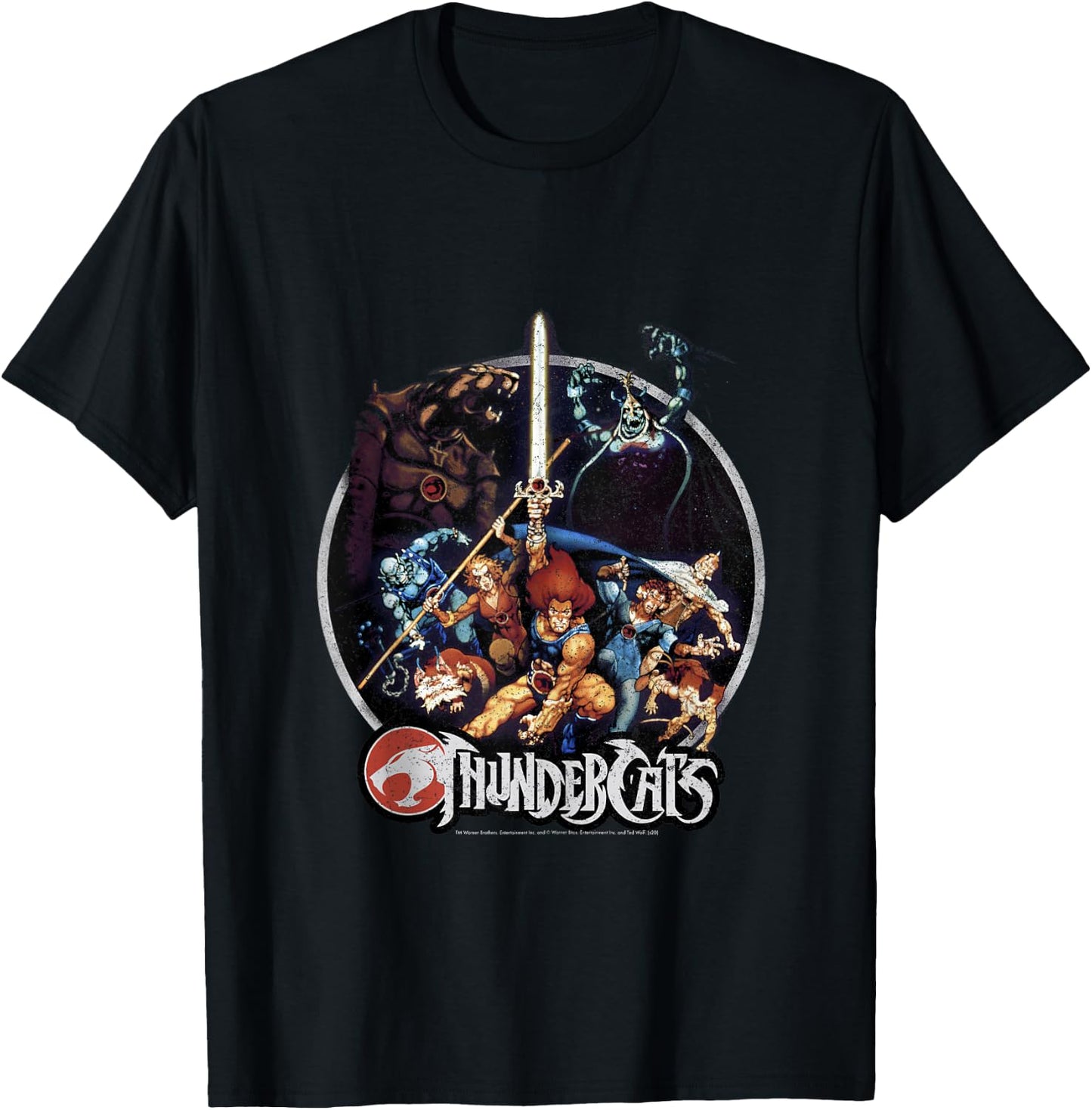 Thundercats Group Shot Vintage Circle Small T-Shirt - T-Shirt | Black