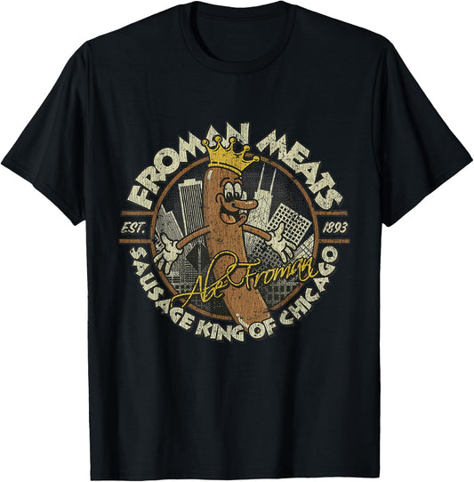 Abe Meats Froman 1986 Sausage King Of Chicago T-Shirt - T-Shirt | Black