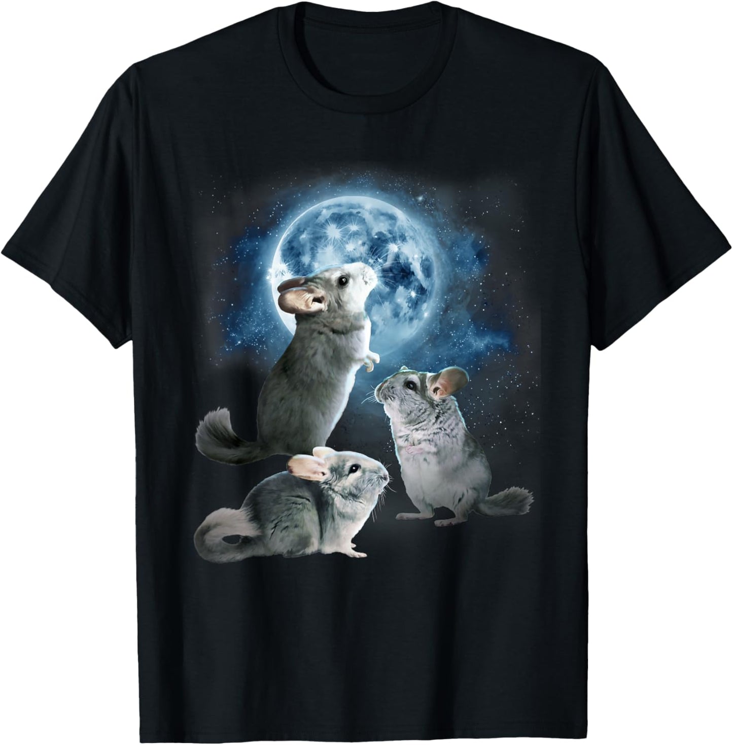 Funny Chinchilla Shirt - Chinchillas Howling at the Moon T-Shirt - T-Shirt | Black