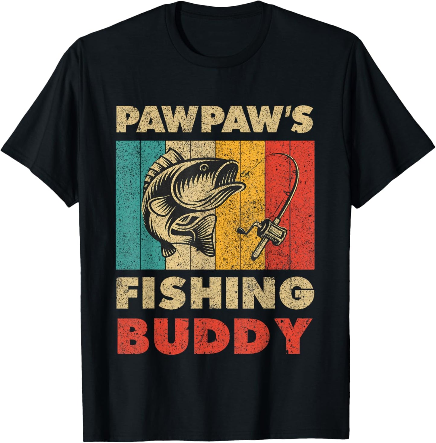 Funny Fishing Pawpaw's Fishing Buddy Vintage Fishing T-Shirt - T-Shirt | Black