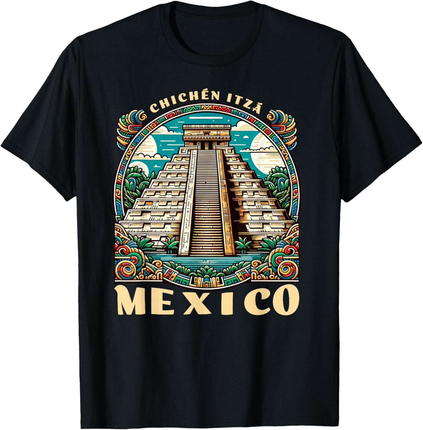 Matching Mexico Family Trip Chichen Itza Pyramids Mayan Ruins And Temple Of Kukulcan Aztec Mexican Vacation , Small, Black T-Shirt - T-Shirt | Black