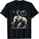 Cat Riding Elephant Design Animal Elephant Lovers T-Shirt - T-Shirt | Black