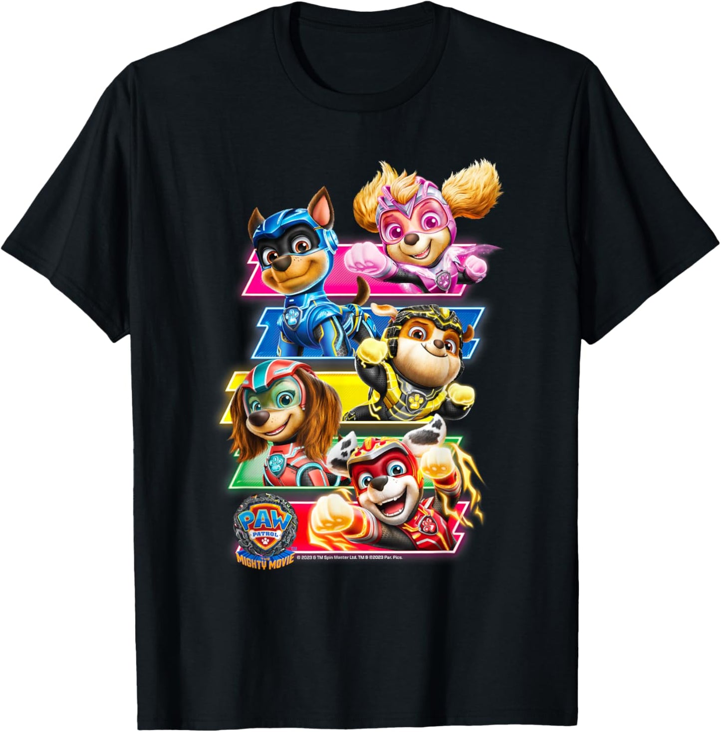 PAW Patrol: The Mighty Movie Comic Strip Group T-Shirt - T-Shirt | Black