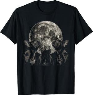 French Bulldog Frenchie Dog Howling Moon T-Shirt - T-Shirt | Black