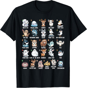A-Z Arctic Animals Alphabet Collection Wildlife Education T-Shirt - T-Shirt | Black