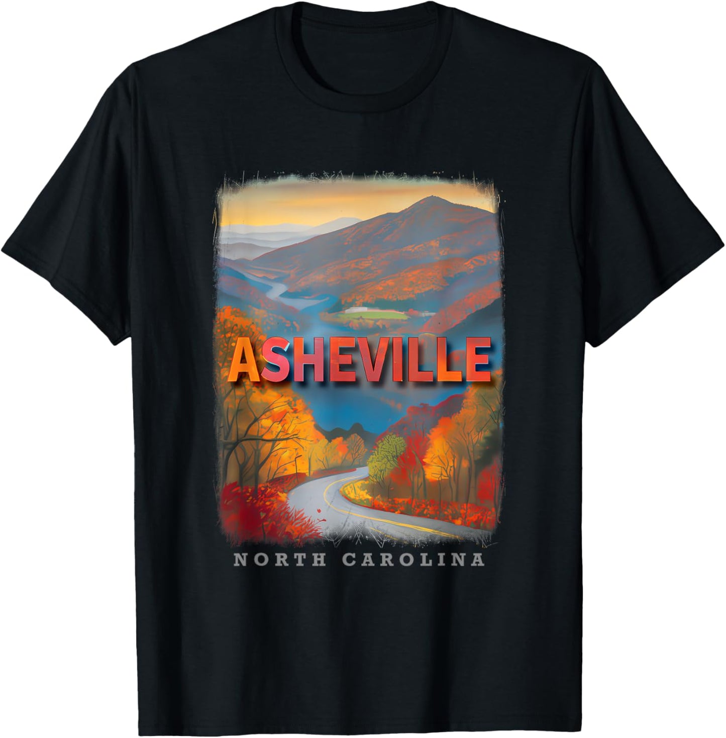 Asheville North Carolina NC Blue Ridge Beauty SD516 T-Shirt - T-Shirt | Black