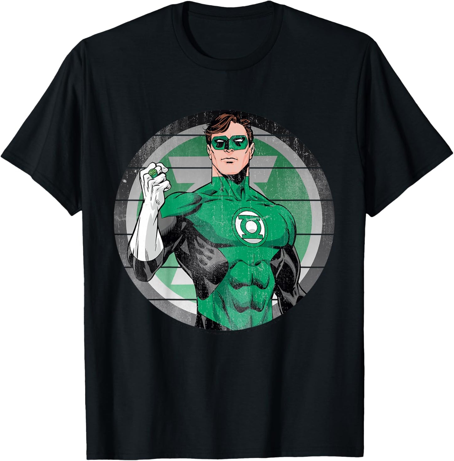 Kids DC Comics The Green Lantern Circle Striped Portrait T-Shirt - T-Shirt | Black