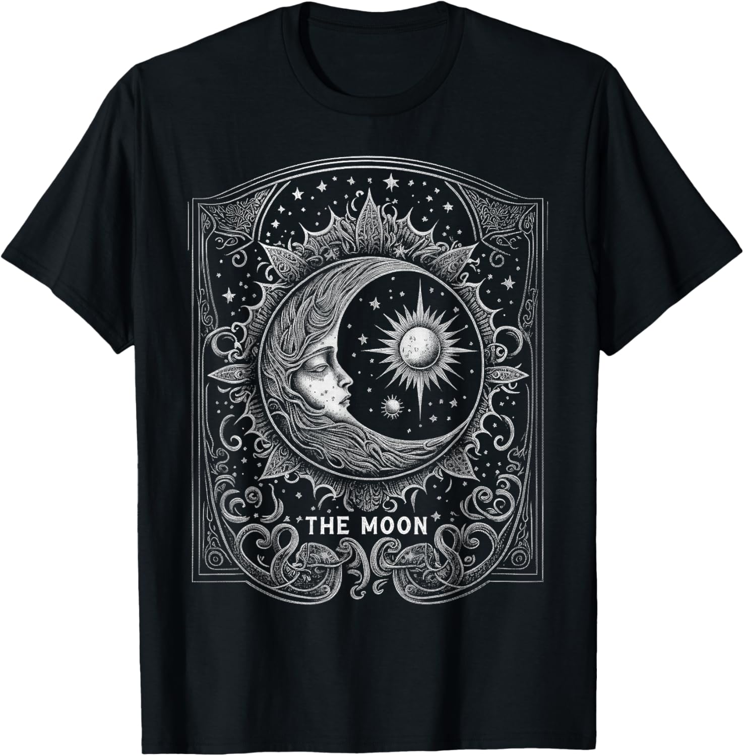 The Moon Tarot Card Goth Emo Occult Graphic Women Girls T-Shirt - T-Shirt | Black