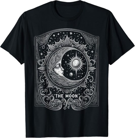 The Moon Tarot Card Goth Emo Occult Graphic Women Girls T-Shirt - T-Shirt | Black