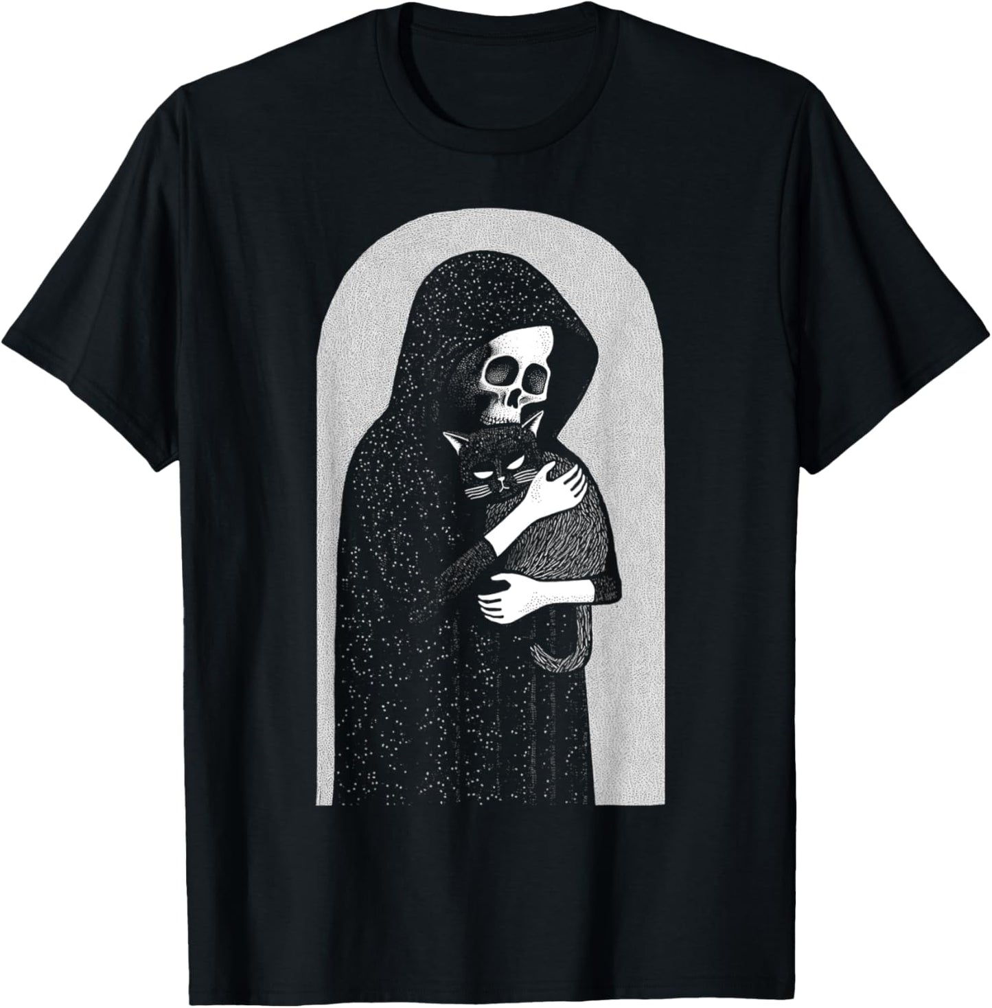 Reaper Of Death And His Black Cat Cuddle Punk Goth Grunge Men Women Girls Kids T-Shirt - T-Shirt | Black