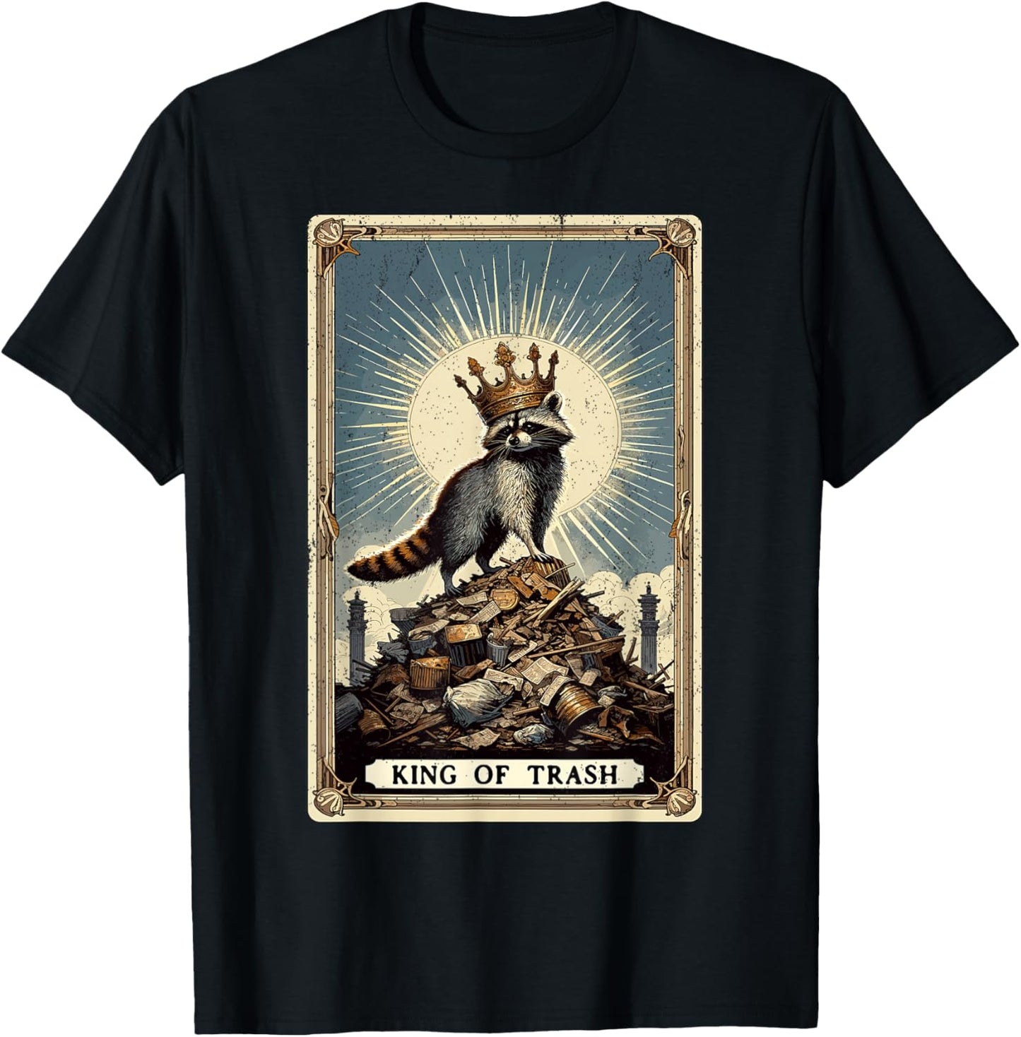 King Of Trash Racoon Tarotkarte Waschbär T-Shirt - T-Shirt | Black