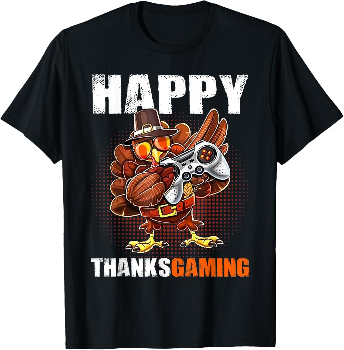 Happy Thanksgaming Gamer Turkey Dabbing Video Game Lover T-Shirt - T-Shirt | Black