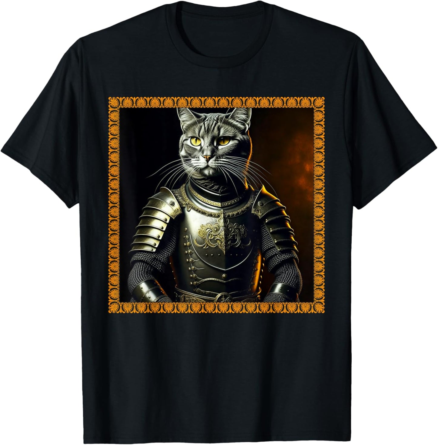 FUNNY CAT MEDIEVAL PORTRAIT RENAISSANCE Oil Painting Pet T-Shirt - T-Shirt | Black