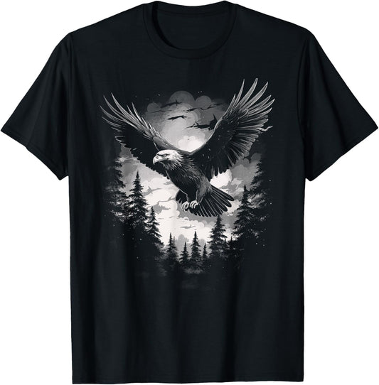 Eagle Forest Animal Wildlife T-Shirt - T-Shirt | Black