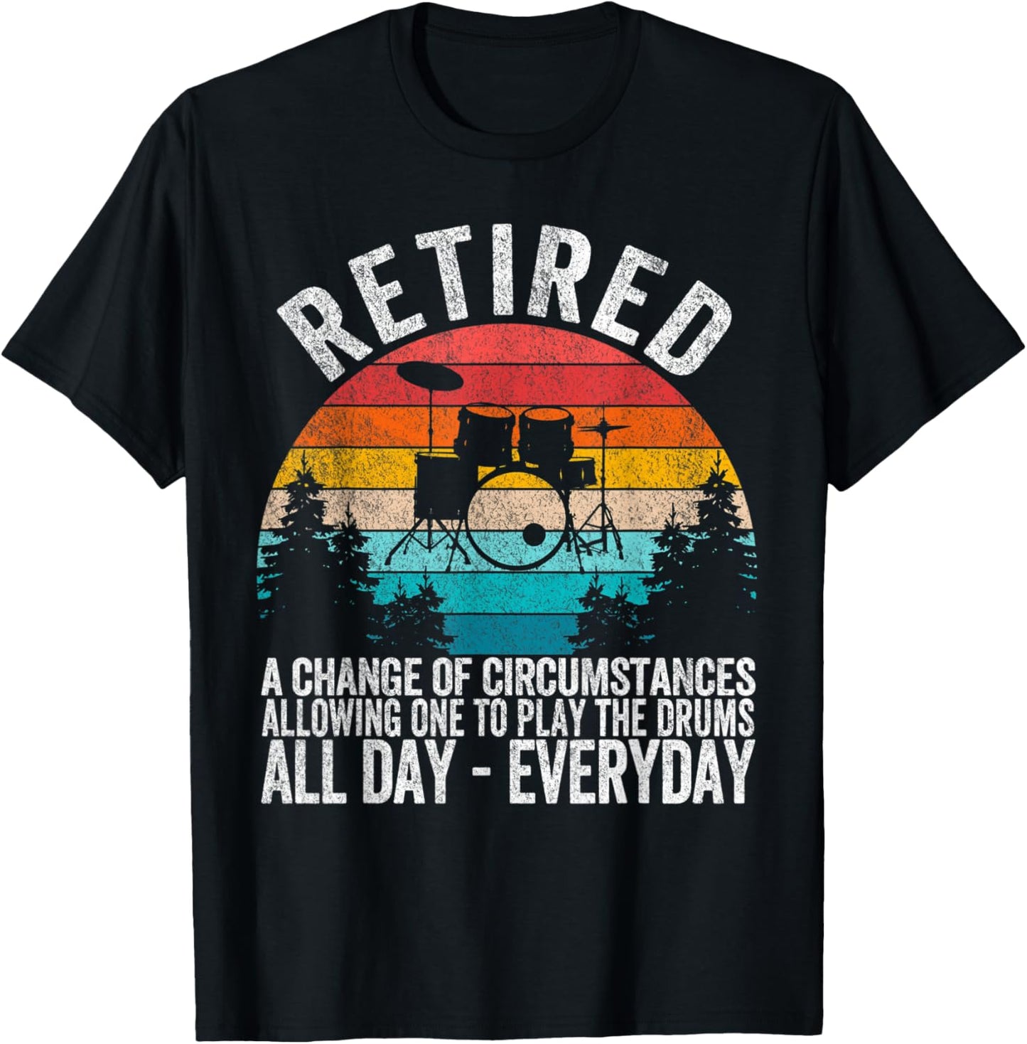 Funny Retired Definition Drums Retirement Plan Drummer Retro T-Shirt - T-Shirt | Black