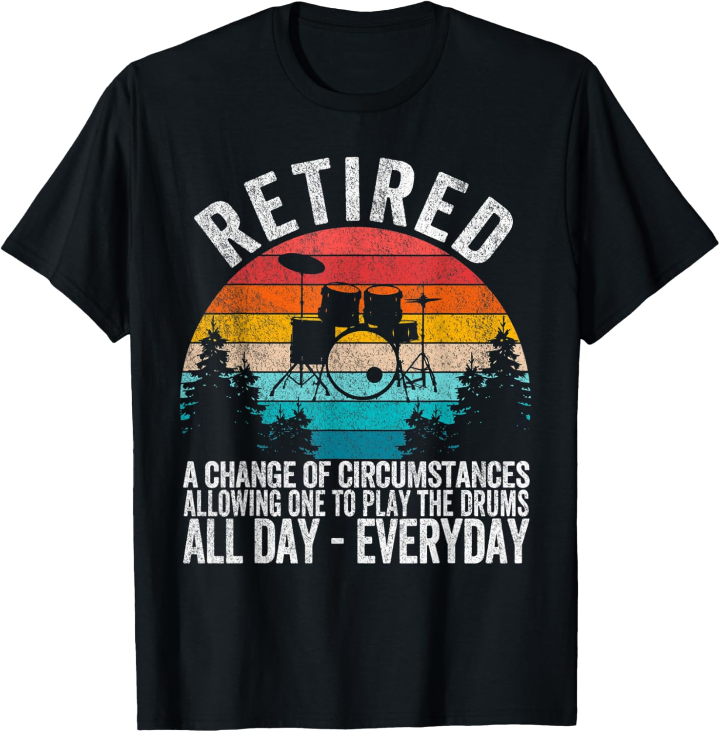 Funny Retired Definition Drums Retirement Plan Drummer Retro T-Shirt - T-Shirt | Black