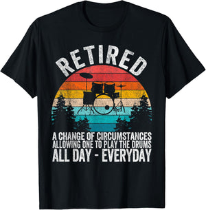 Funny Retired Definition Drums Retirement Plan Drummer Retro T-Shirt - T-Shirt | Black