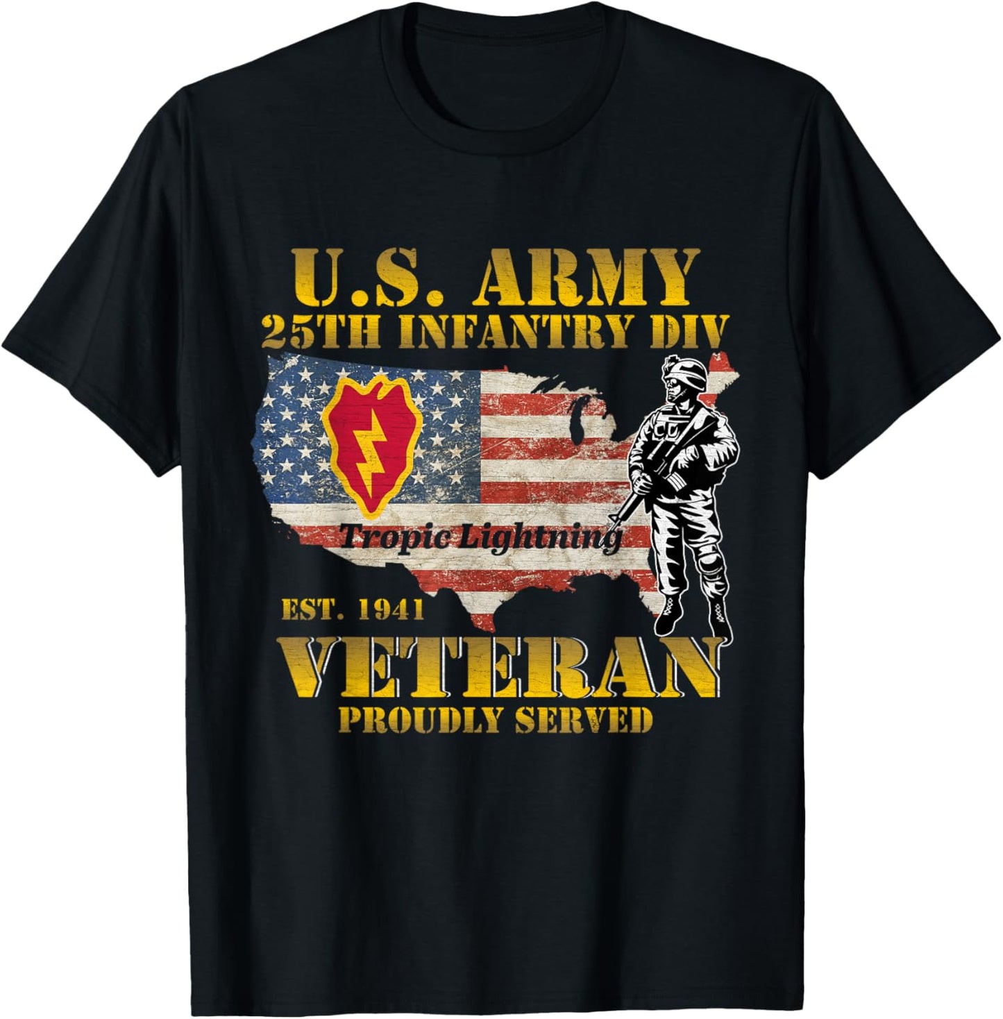 Tropic Lightning 25th Infantry Division Hawaii Veteran Gifts T-Shirt - T-Shirt | Black