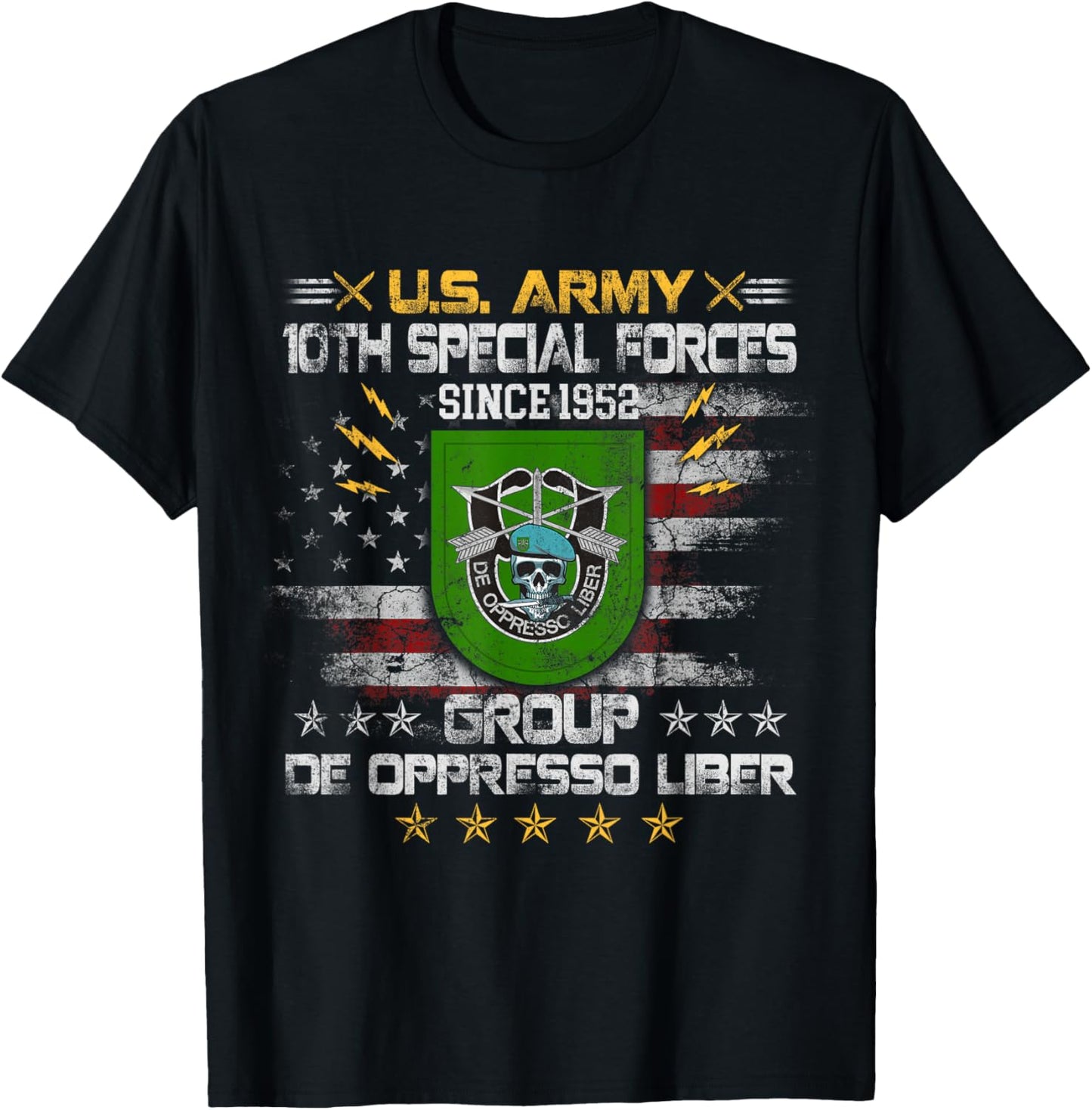 10th Special Forces Group Veteran 10th SFG 4th of July T-Shirt - T-Shirt | Black