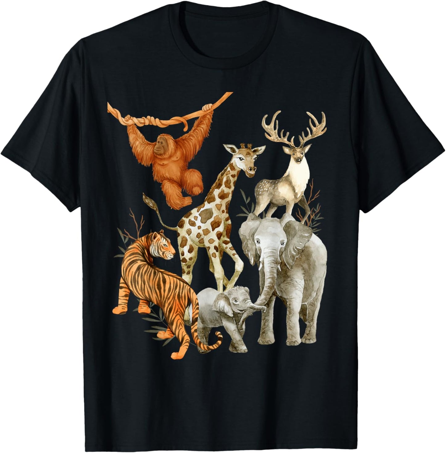 Men Women and Kids Wildlife Zoo Day Party beautiful Animals T-Shirt - T-Shirt | Black