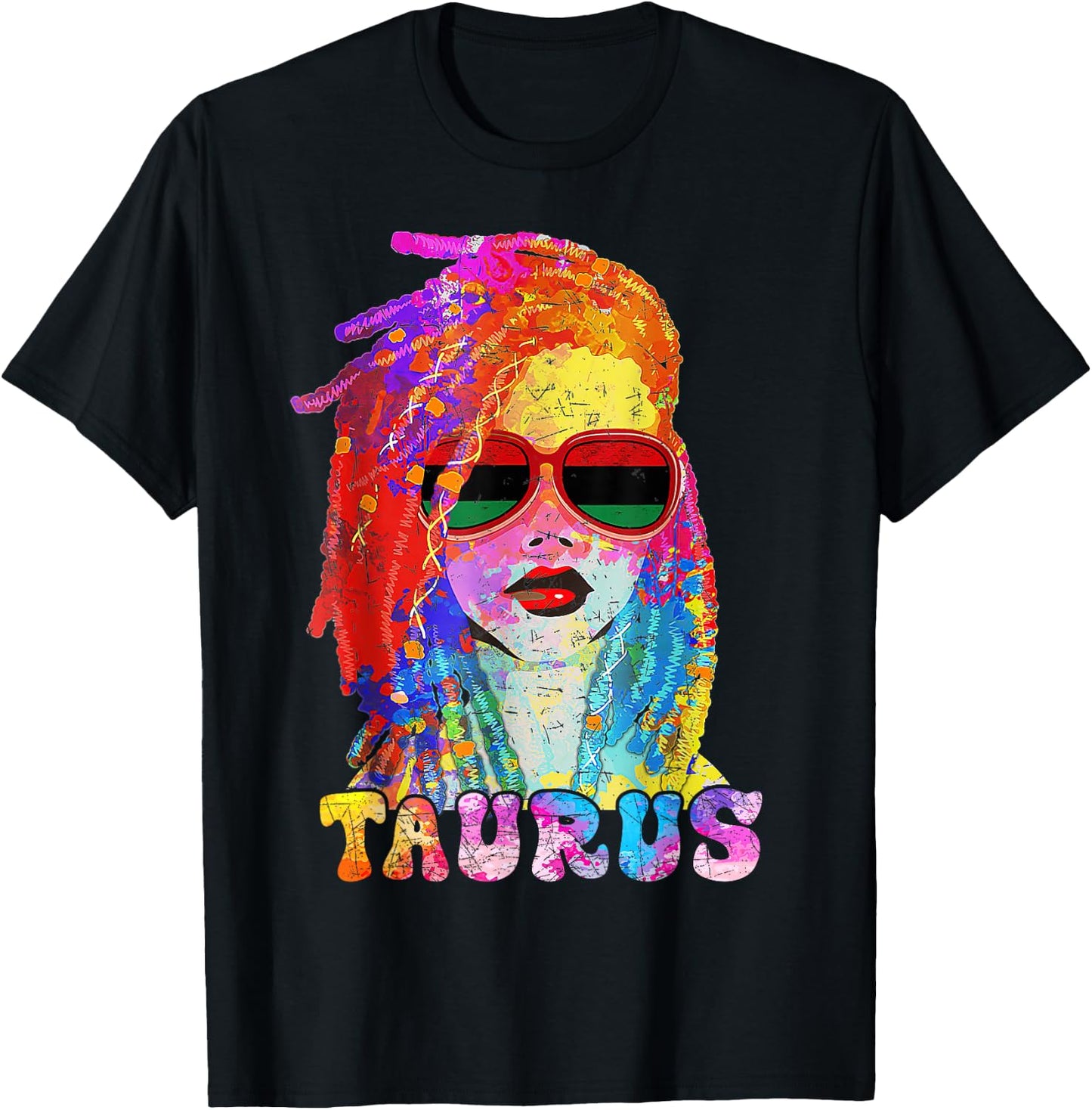 Taurus Girl Loc'd Hair Art Zodiac Birthday Black Woman T-Shirt - T-Shirt | Black