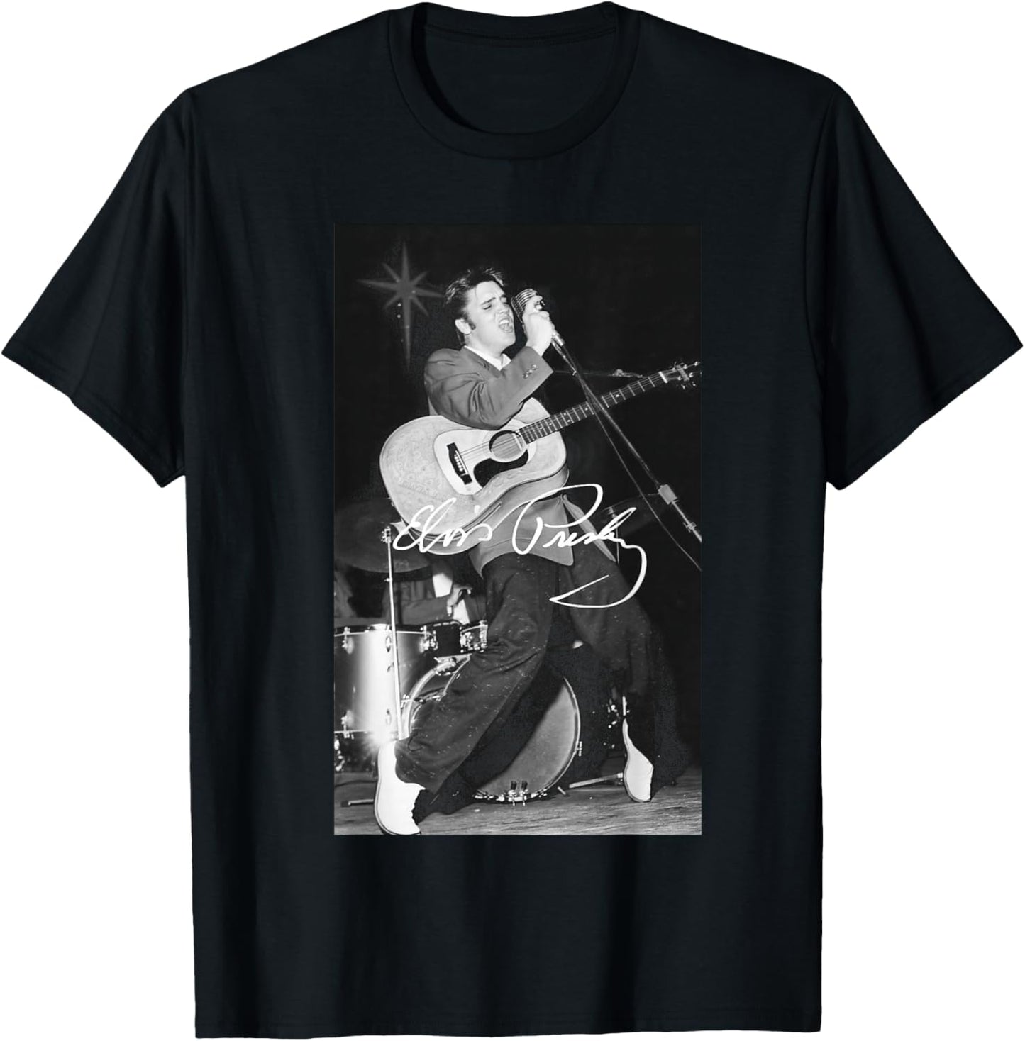 Elvis Presley B&W Gitarre T-Shirt - T-Shirt | Black